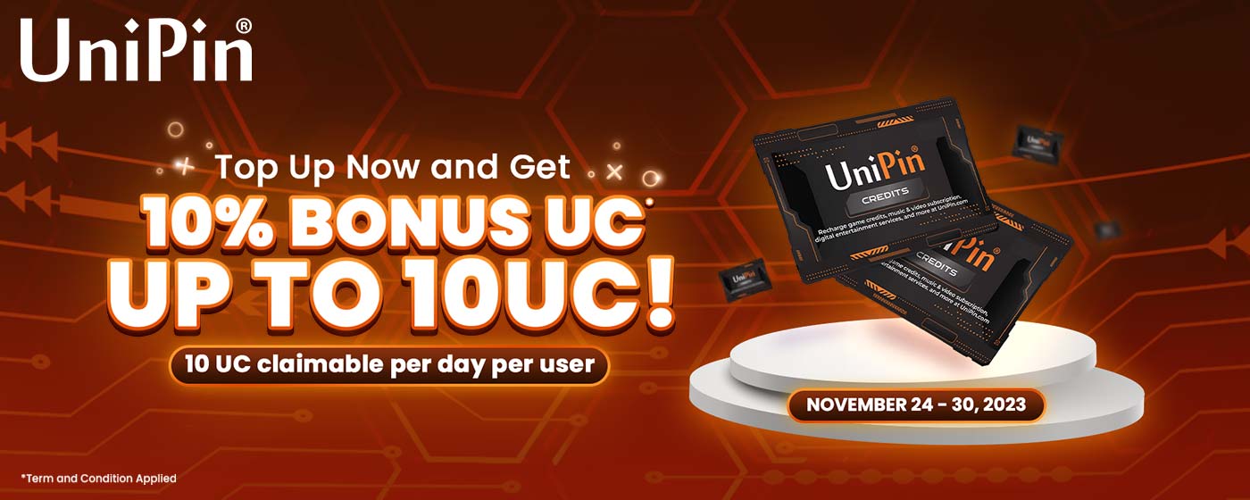 UniPin November Payday: Power Up Your Gaming Journey With 10% Bonus UC! (MY)